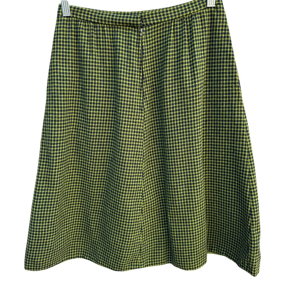 Pendleton Vintage 60s 70s Virgin Wool Houndstooth Twee‎ Mod A-Line Skirt Green S - Picture 4 of 9